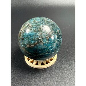 Natural Apatite Sphere Blue Green Stone Rainbows Healing Crystal 61.4mm 392g